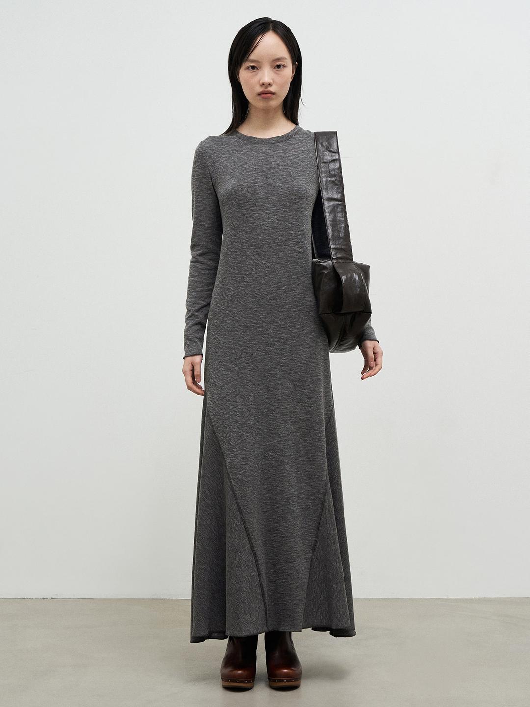 Gabrielle Melange Long Dress - Grey