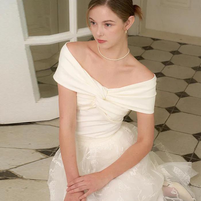 Roman Off-Shoulder T-shirts/ Ivory(2color)