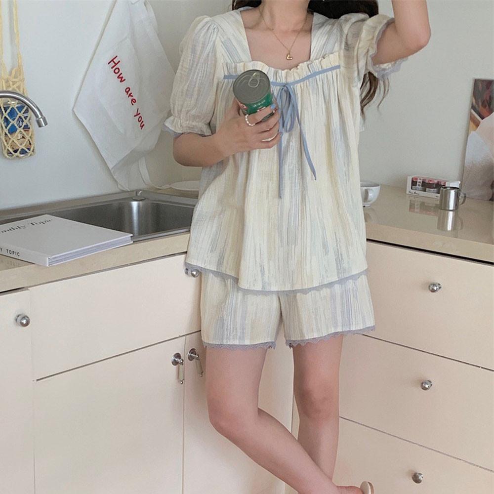 [원피스/세트] 라브 파자마 세트 요루면 잠옷 스퀘어넥 청순 우정 파티