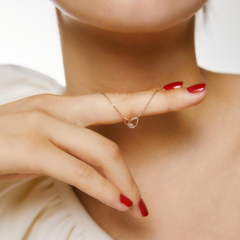 14K 핑크골드 러브플라이 0.03ct 다이아 목걸이 TNJK4P00078SD