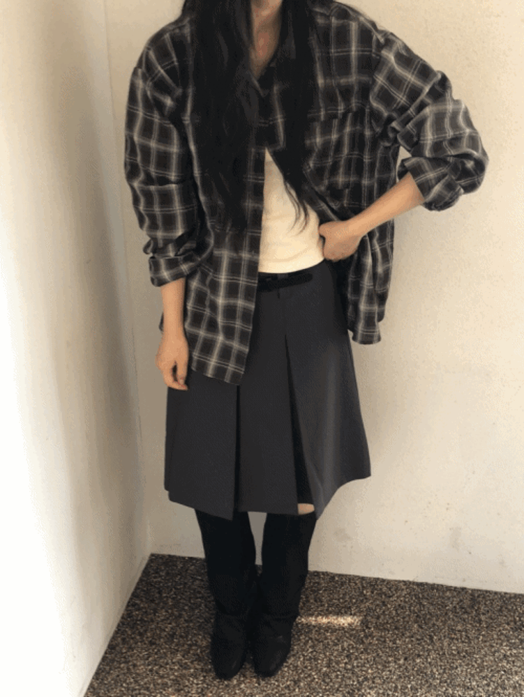 토피넛 체크 셔츠