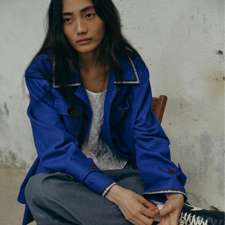 Embroidery Work Jacket Blue_F243JK02