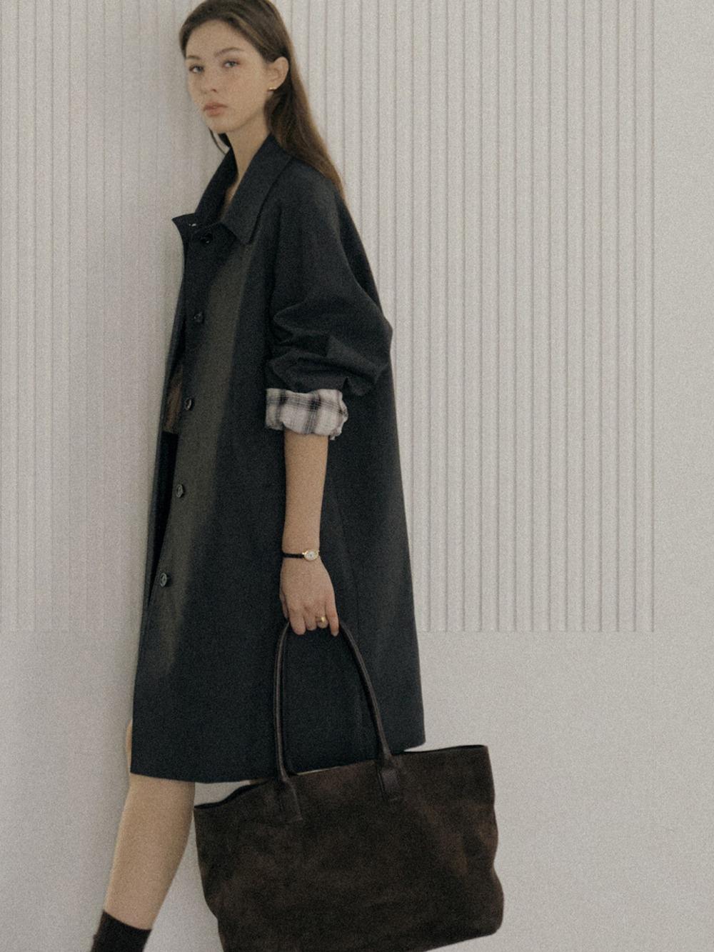 Balmacaan trench coat_Charcoal