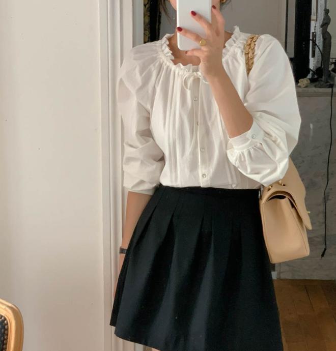 스윗아이 아잉 아이린 블라우스 셔링 리본 3컬러 가을 areing