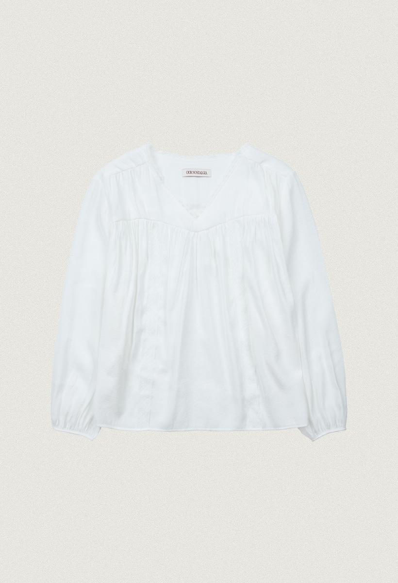 Soft shirring lace blouse_Ivory(O25-TP02)