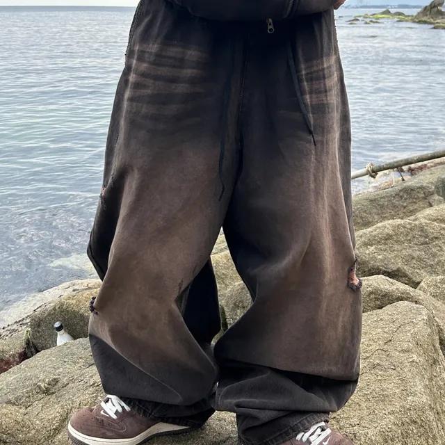 [누적판매200장/Unisex] 브라운 워싱 벌룬 와이드 팬츠