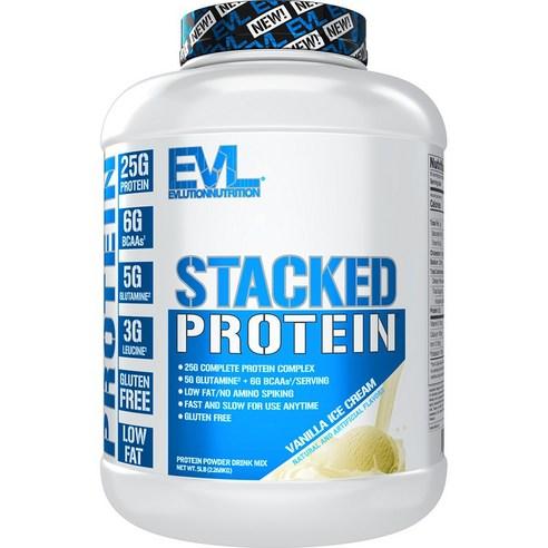 EVLUTIONNUTRITION 스택드 프로틴 파우더 드링크 믹스 바닐라 아이스크림 맛, 2.268kg, 1개 - 헬스/다이어트식품 | 쿠팡