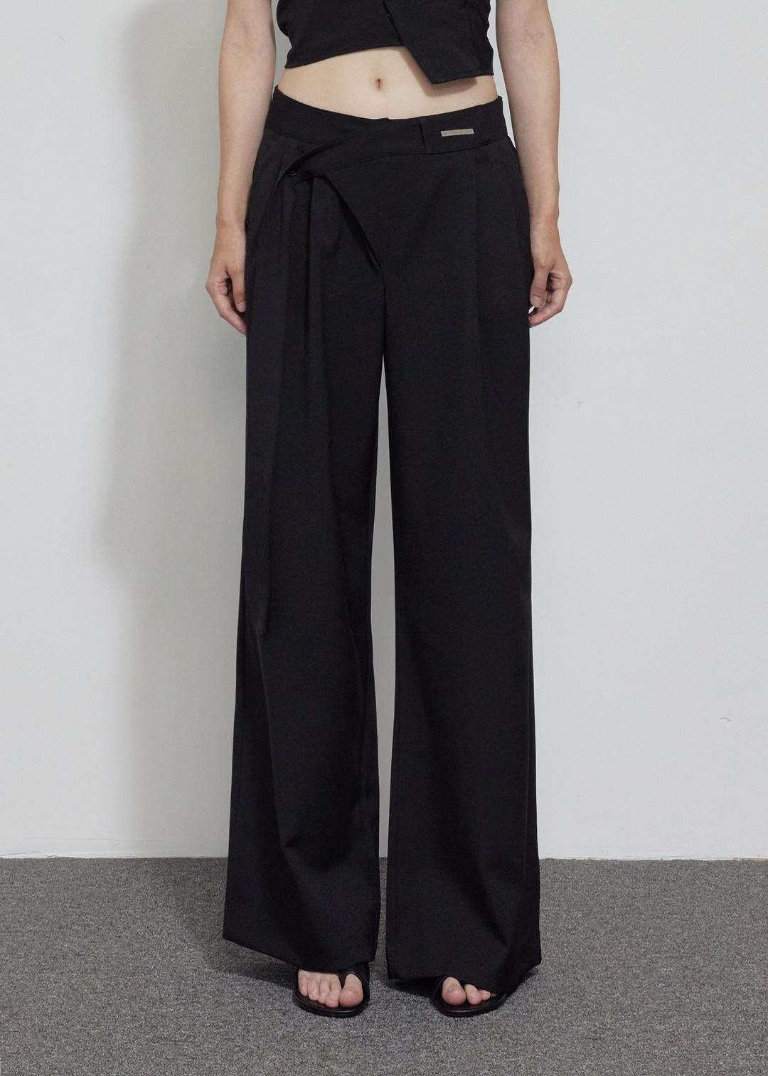OVER TIE WIDE PANTS, BLACK