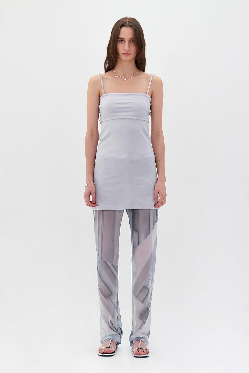 VELVET SLEEVELESS TOP - SILVER