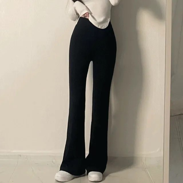 마법핏 멜블랑 꾸안꾸 밴딩 부츠컷 롱 트레이닝 팬츠 나팔바지