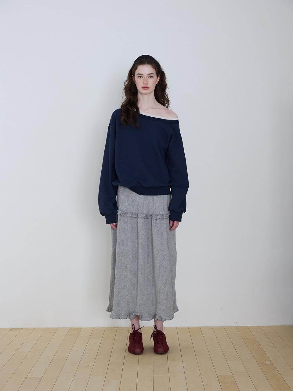 One-shoulder sweatshirt (navy)