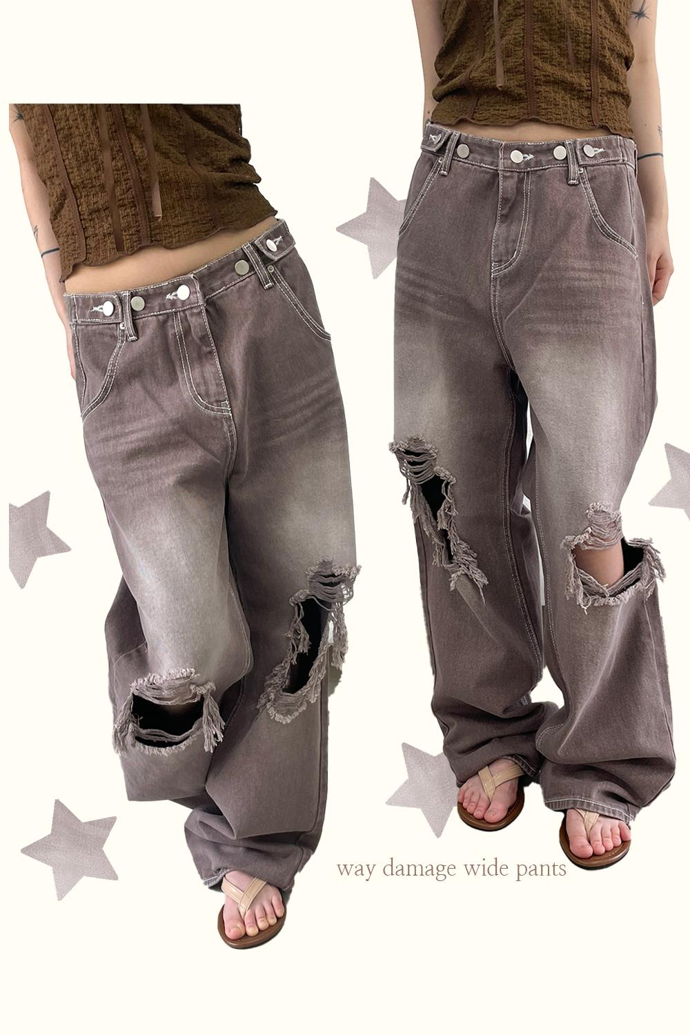 아쿠비클럽 way damage wide pants