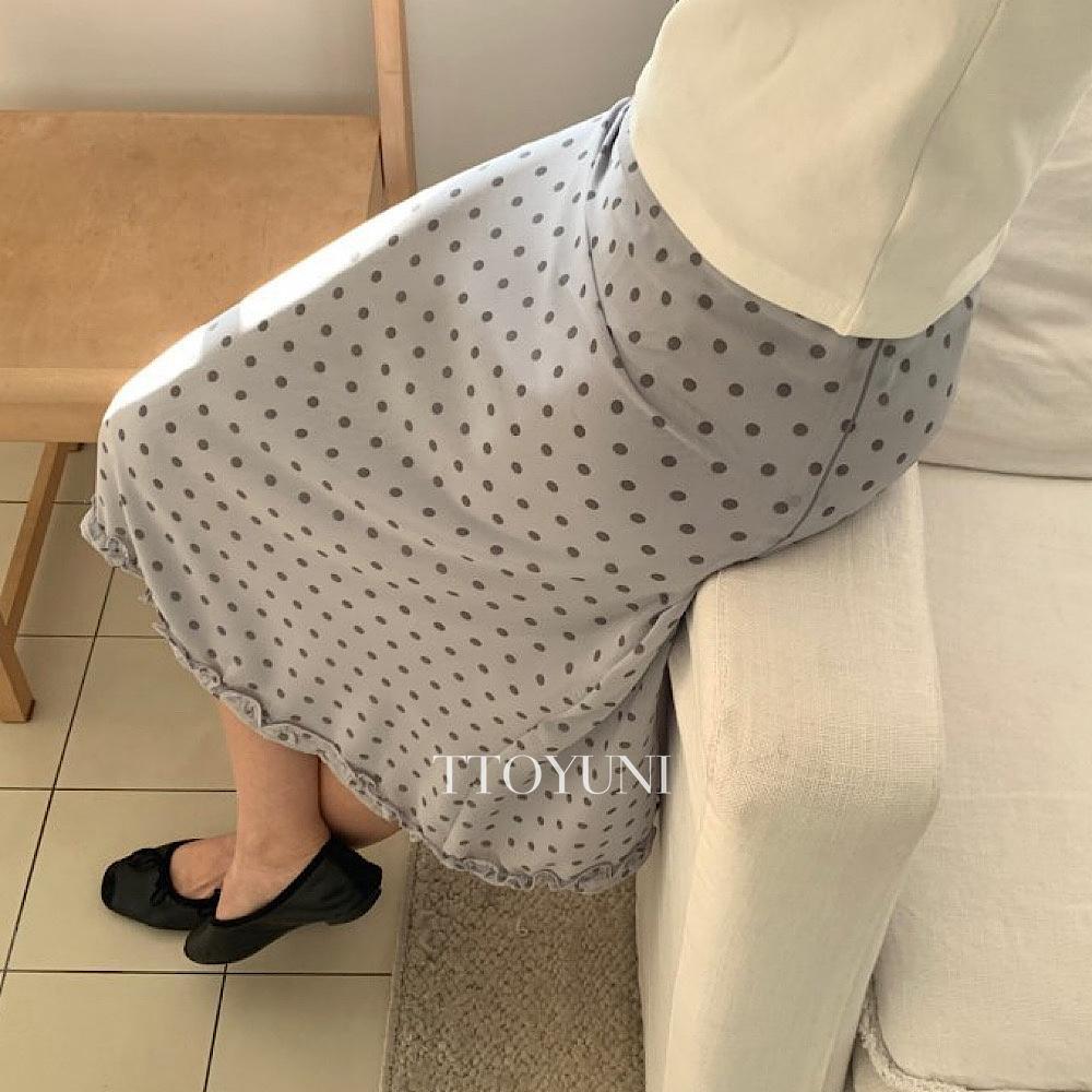 떠유니 시모어 seemore 클레 도트 스커트 롱 H라인 치마 봄신상 떠유니