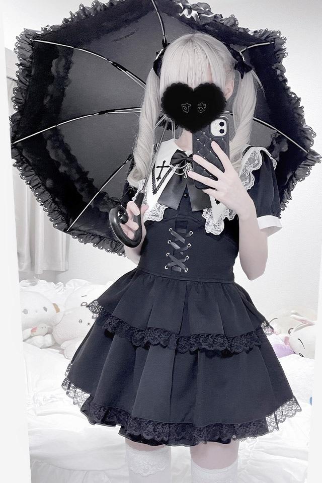 【MA*RS】【２点SET】クロス刺繍３段フリルセットアップ - BLK/BLK size-F-Ma*rs WebStore by LiLimPark