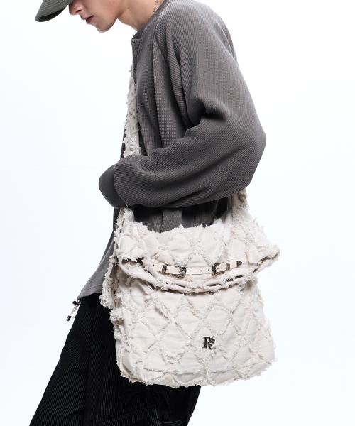 RHOMBUS DENIM CROSS BAG - IVORY