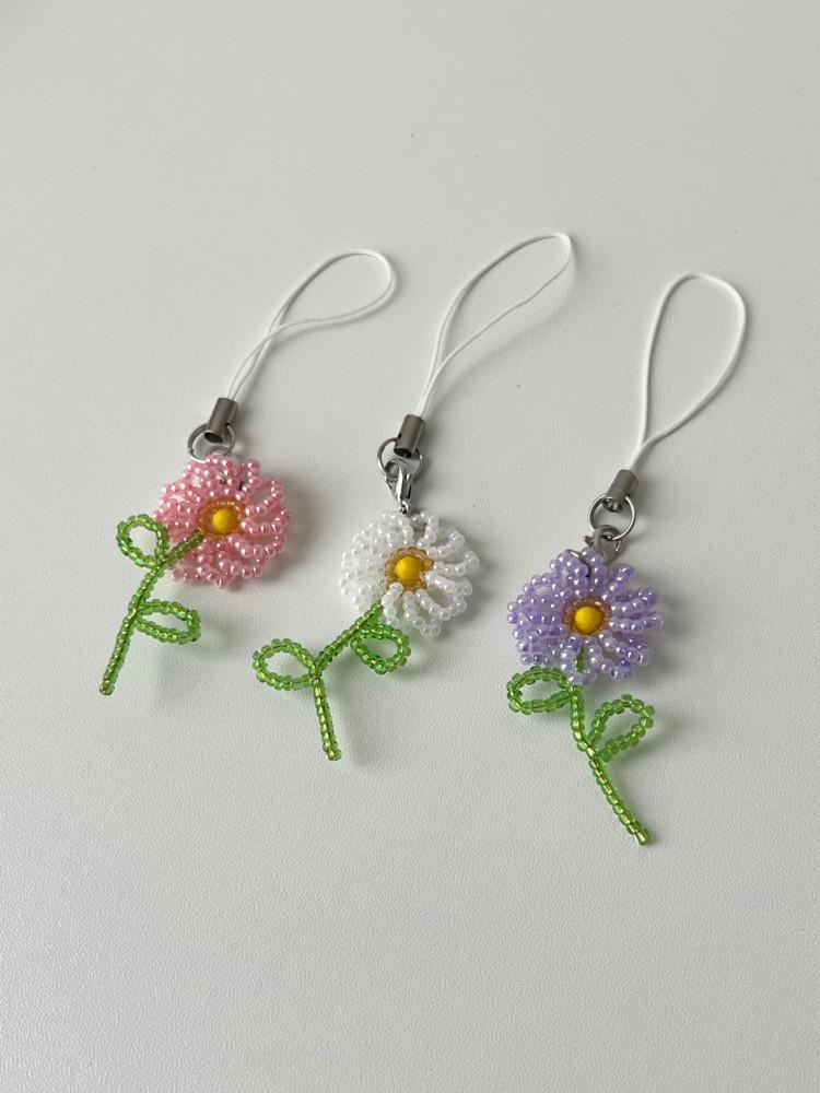 비즈 플라워 핸드폰고리