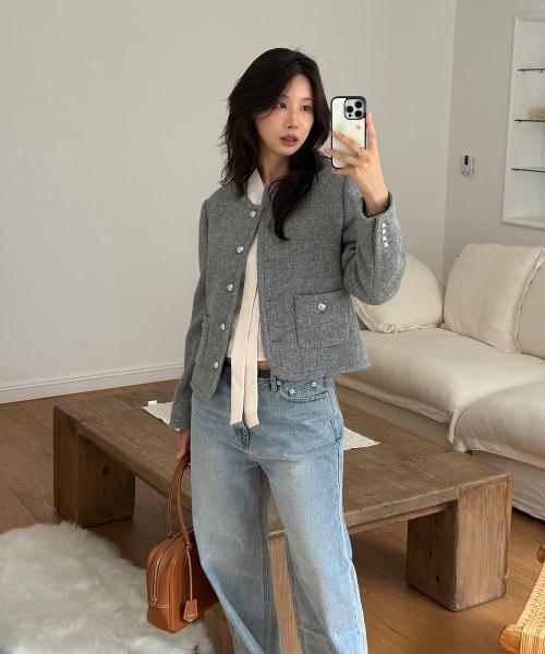 CLASSIC TWEED JACKET_UDJA5C203_MELANGE GREY