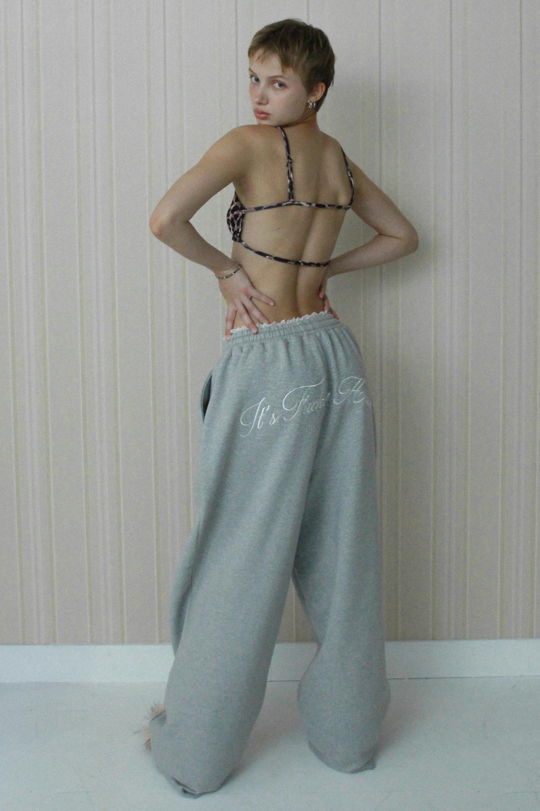 Lace Trimming Sweat Pants