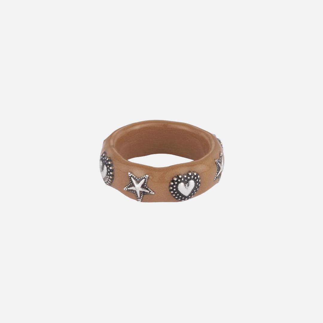 vintage puff ring-camel