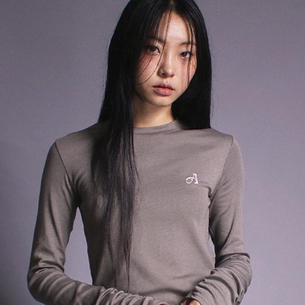 Shirring long sleeve top khaki