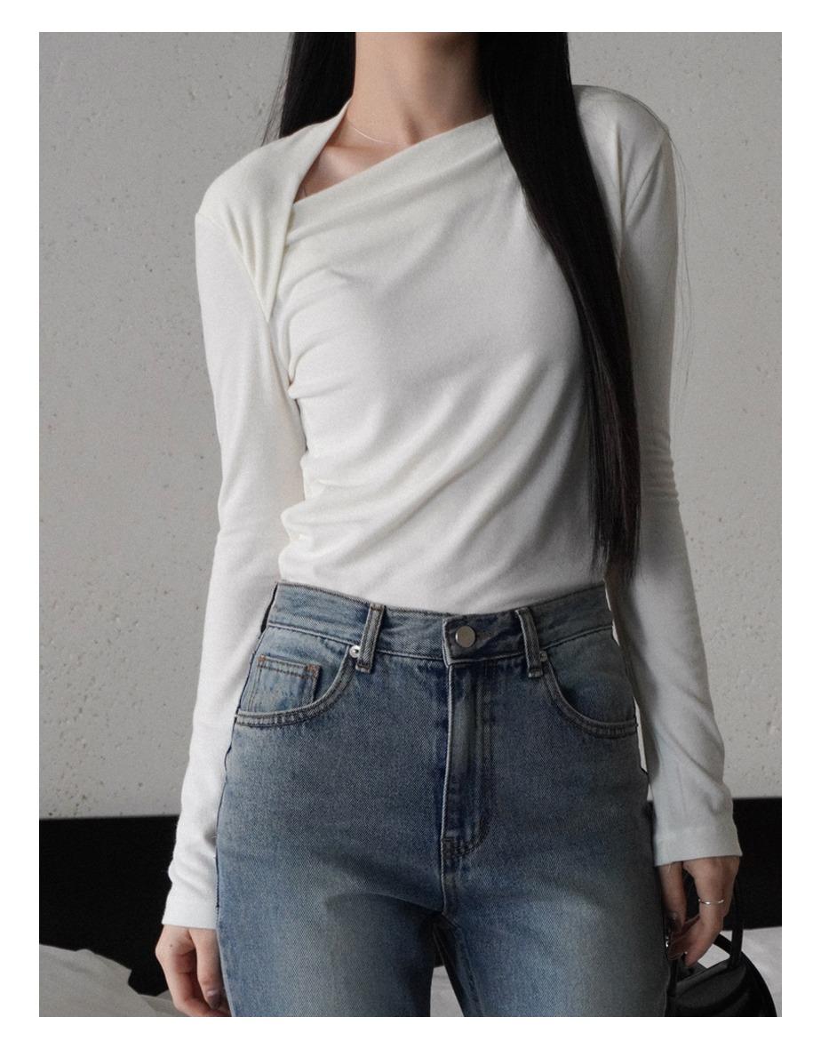 오블리크 숄더 라인 티 (3colors)