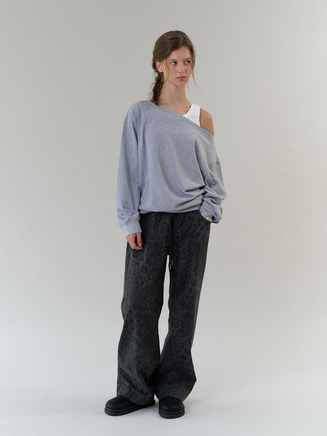 leopard cotton pants (charcoal)