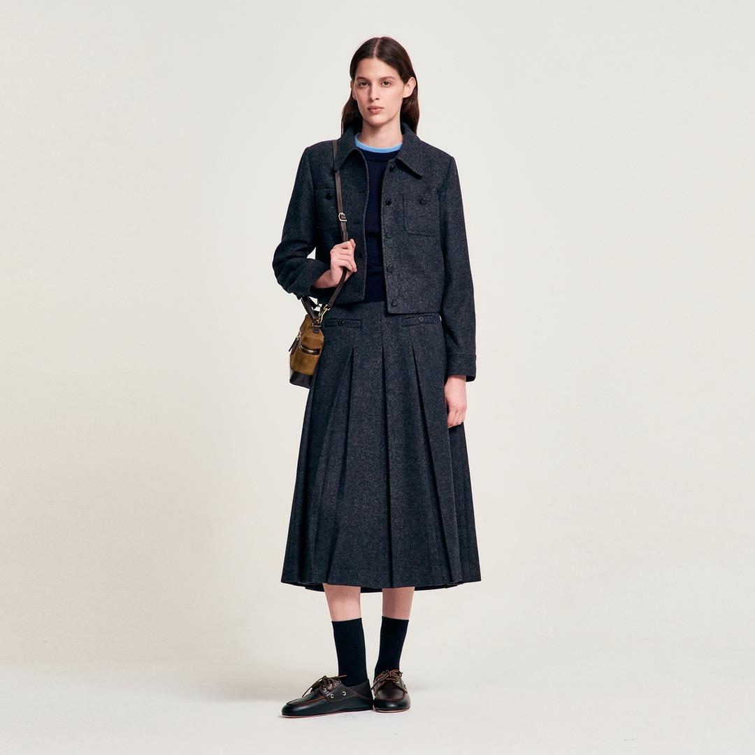 버튼 포인트 포켓 울 자켓