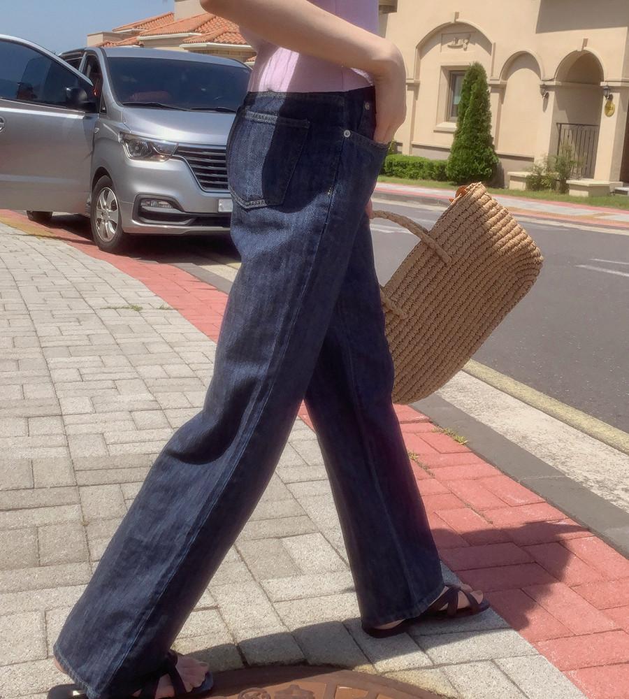 케이프 롱 일자 코튼 썸머 데님