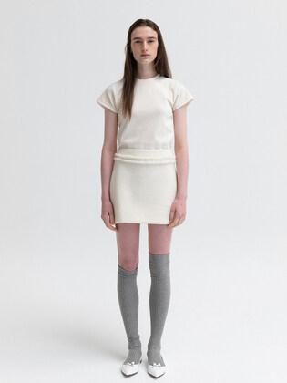 MUSE TWEED SKIRT - ivory