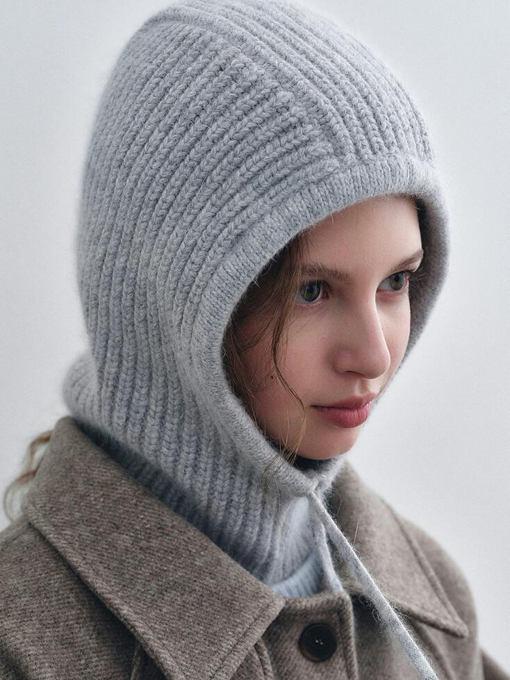 울 니트 바라클라바 - 그레이