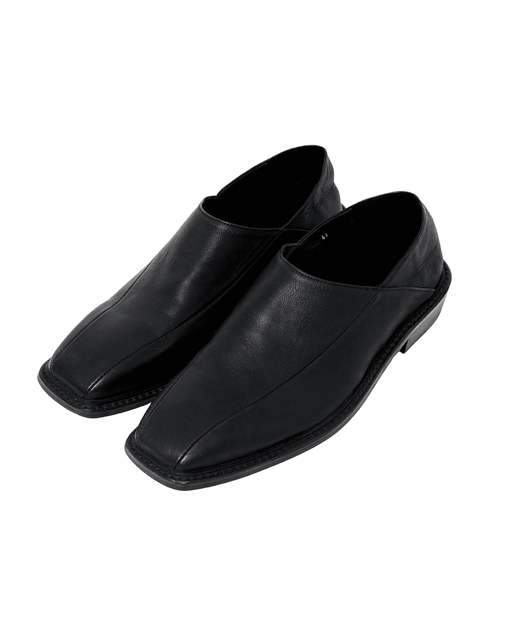 LEATHER UNDERLINE SLIP-ON & MULE BLACK(WH206) [주문 제작]