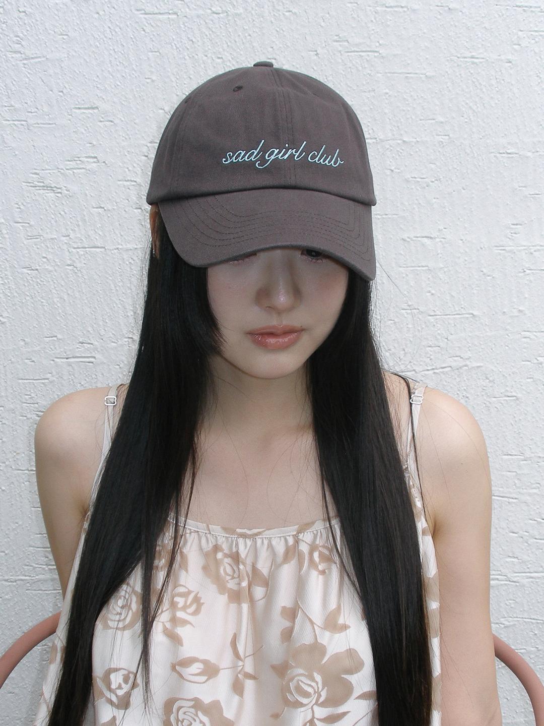 Sad Girl Club Cap-Brown