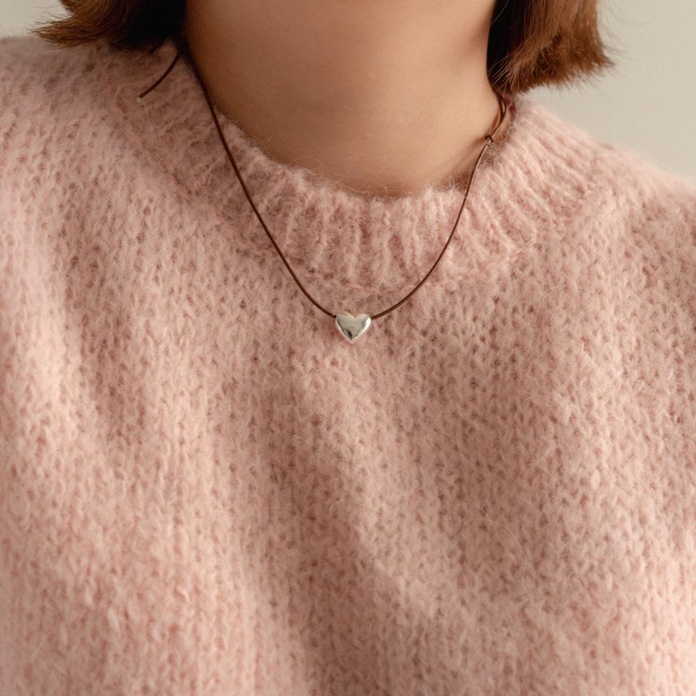[mauve][무배] 하트 레더 실버925 목걸이
