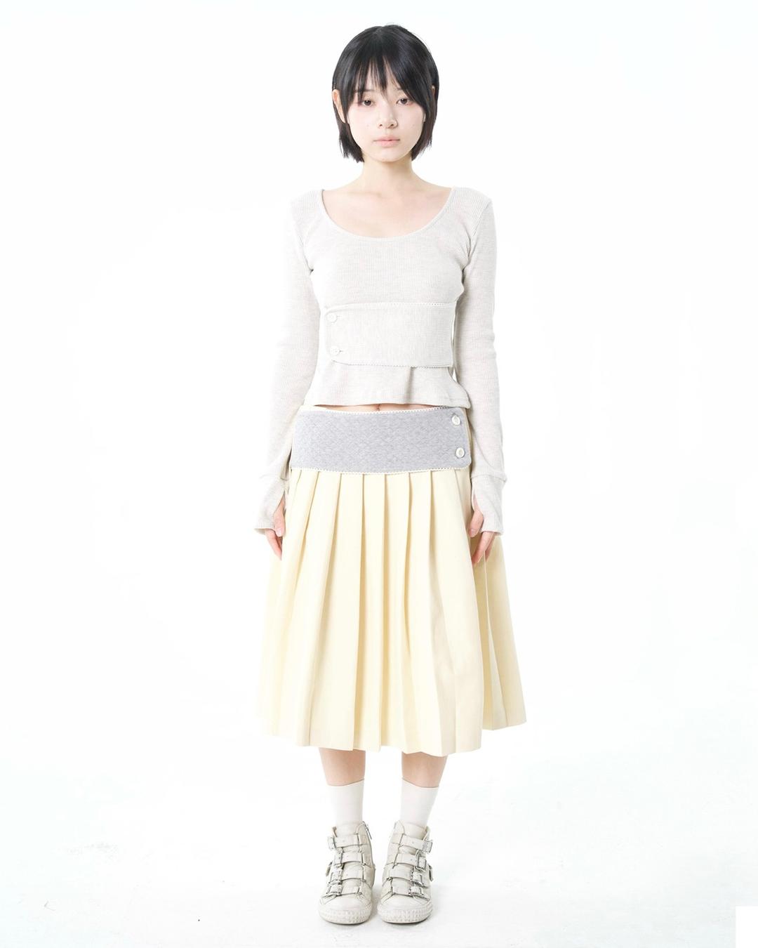 Band Pleats Skirt BabyYellow