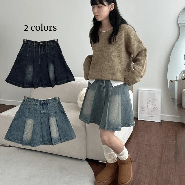 [2colors] 디토 데님 테니스 플리츠 스커트