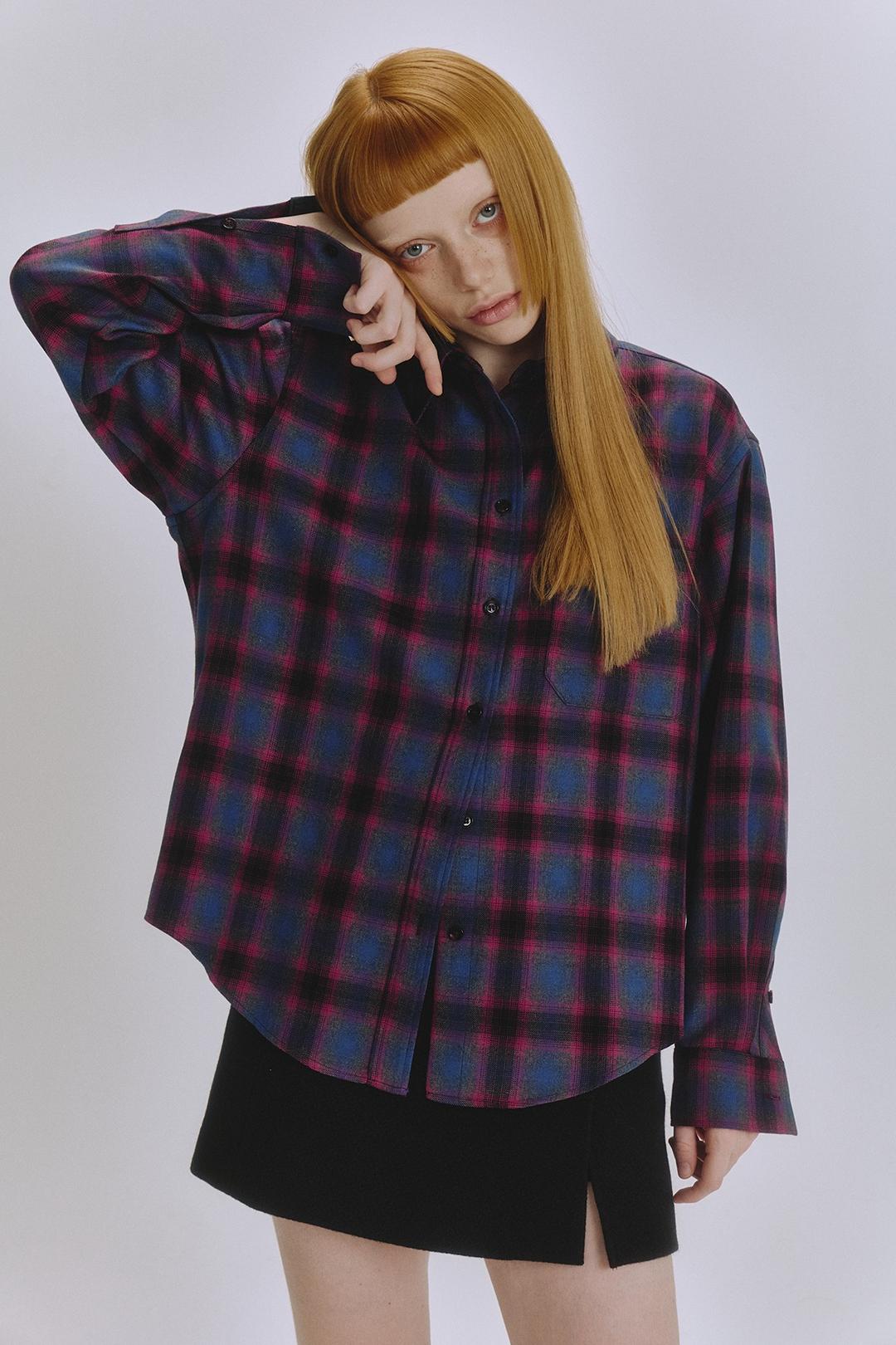 Vintage purple check shirt(purple check)