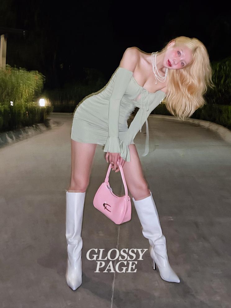 💚당일배송💚 파티룩! 린다 오프숄더 원피스 #드레이프 #셔링 #몸매보정