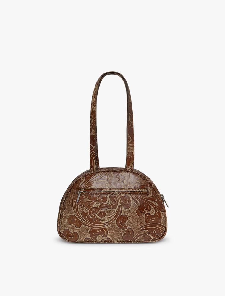 GABRIEL FOR SACH Moony Small Floral Embossed Leather Bag Brown 가브리엘 포 삭 무니 스몰 플로럴 엠보시드 레더 백 브라운