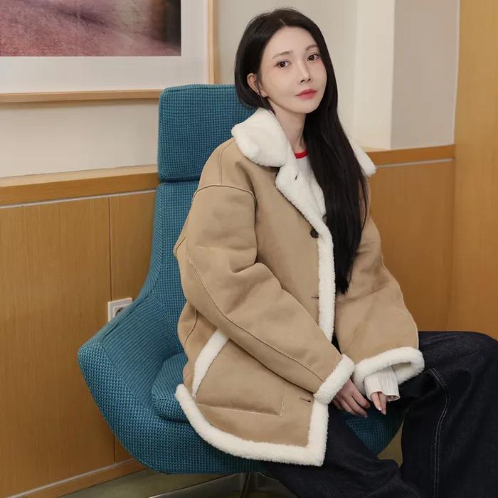 [앨리스펑크 착용] 스웨이드 하프 무스탕_BEIGE