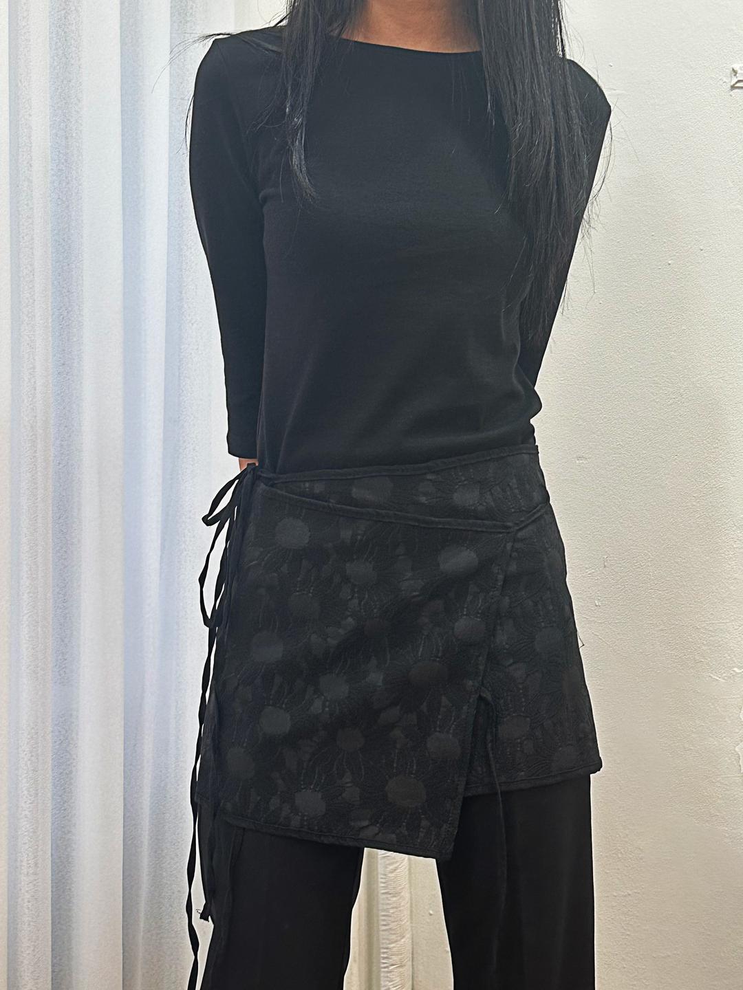 flower jacquard wrap skirt