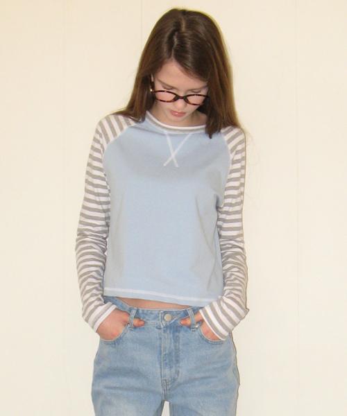 OUTSTITCH STRIPE RAGLAN LONG SLEEVE GREY
