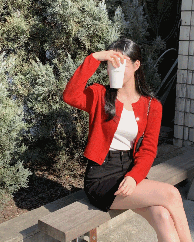 (메리노울100) 페퍼 메리노울 라운드넥 크롭 가디건 (7 color)