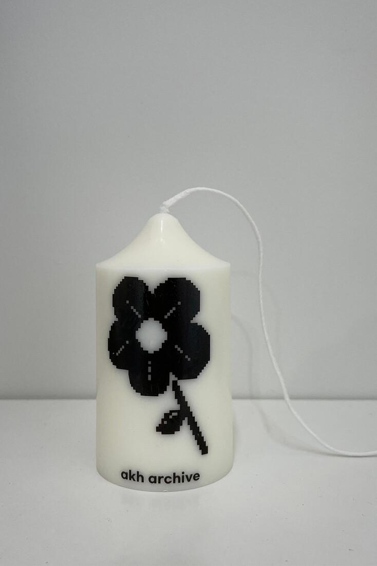 [akh archive] Signature candle small _ Flower / Oval
