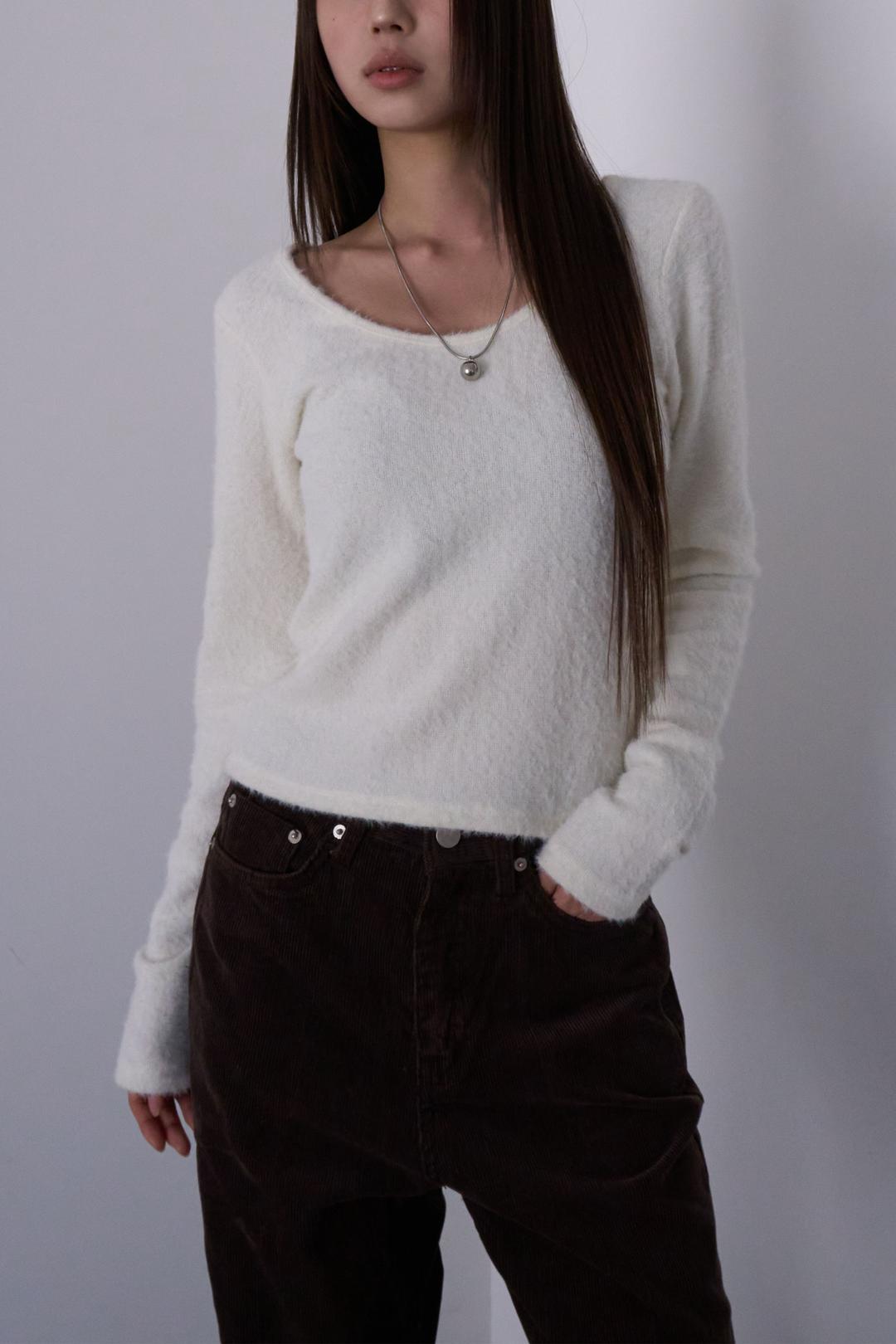 Mohair U-neck Soft Tee (2c)