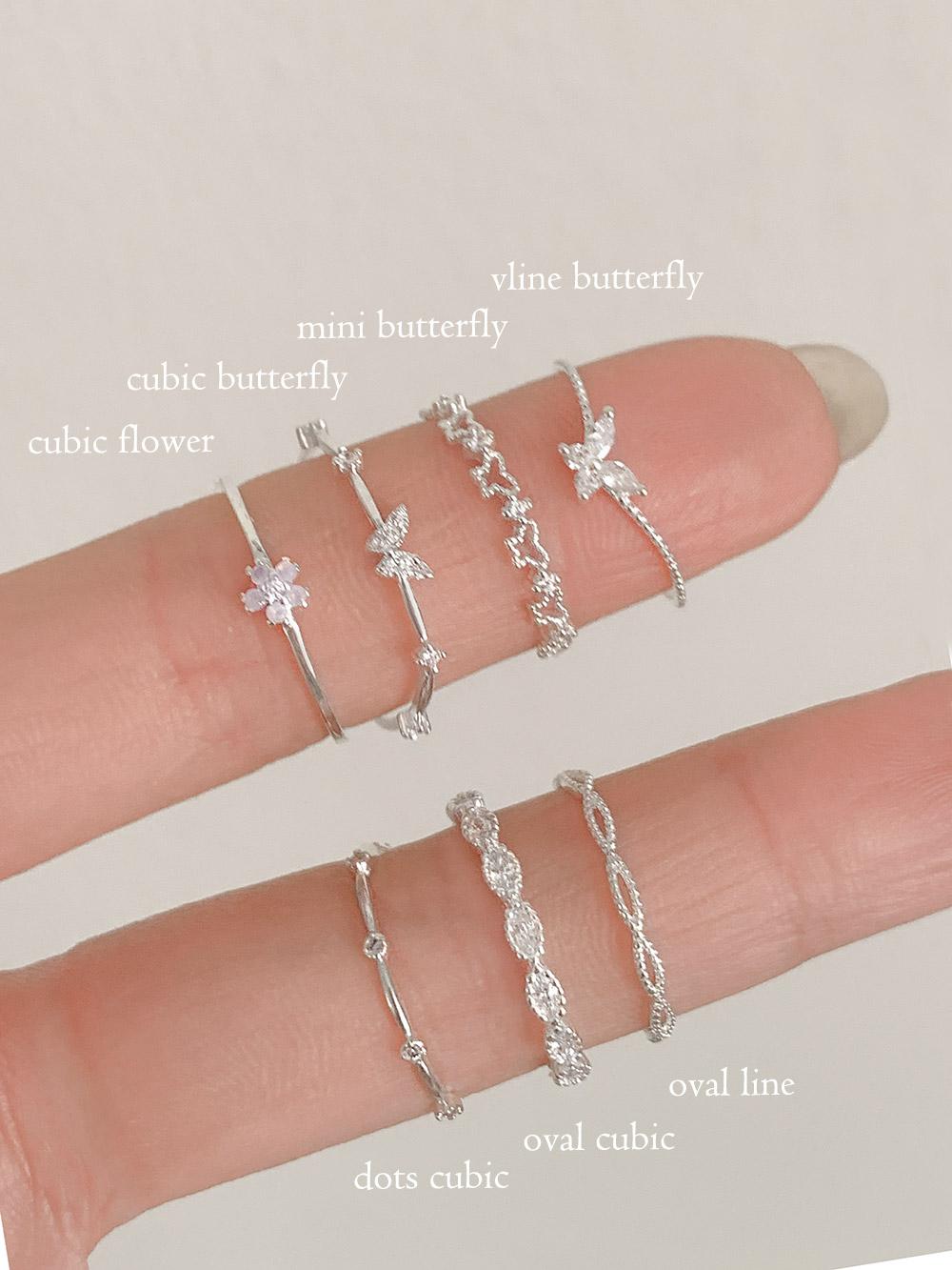 오브앤베리 *5호~17호* 925silver 디랑 레이어드 실반지 나비 꽃 반지 모음 (7ypte)