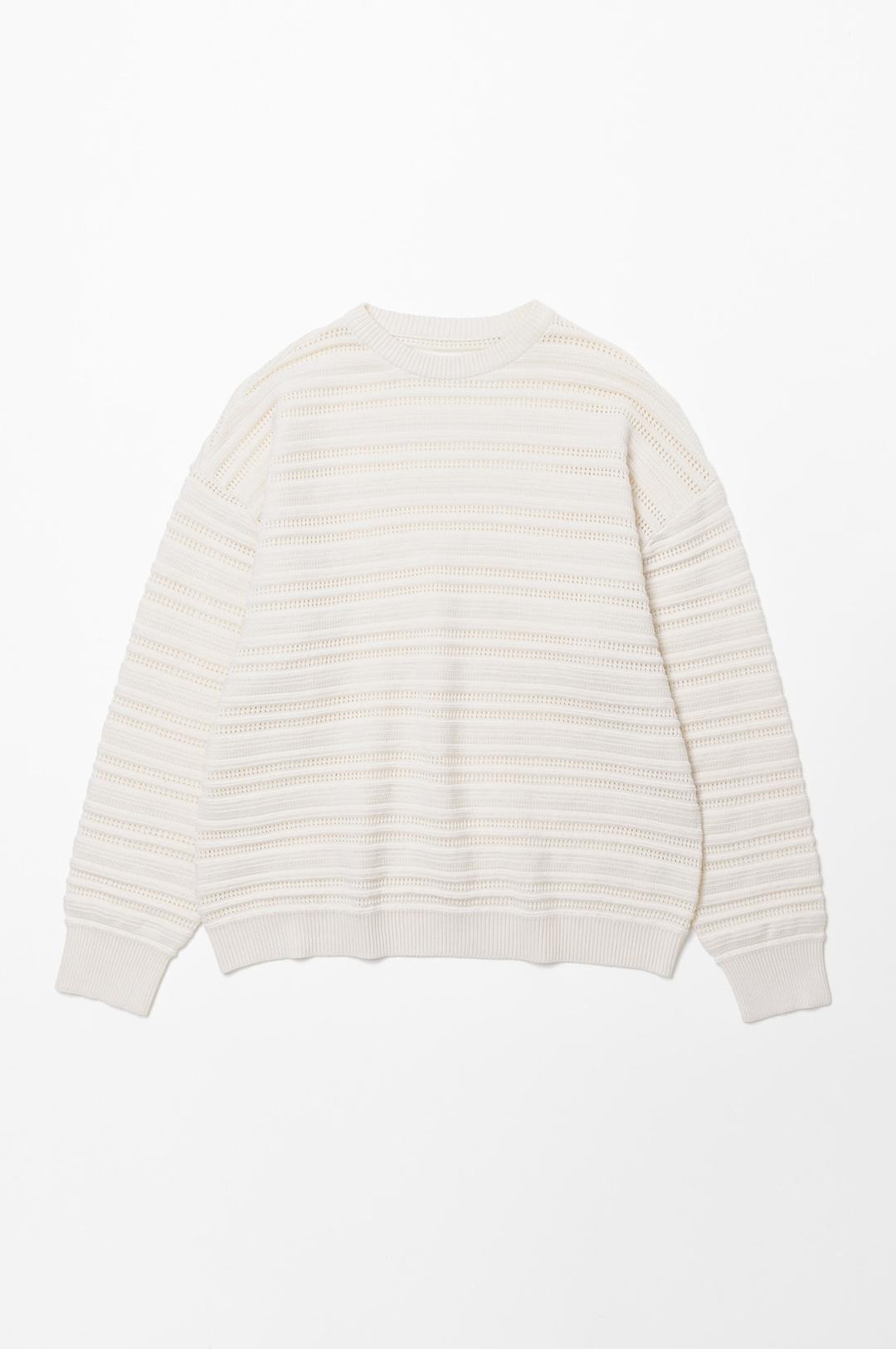 펀칭 라운드 긴팔 니트 [크림]