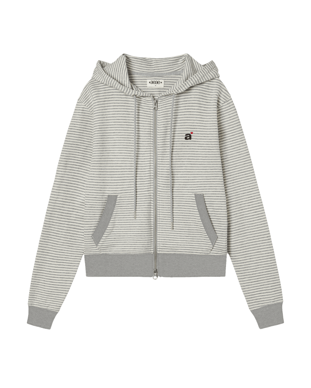 STRIPE SMALL LETTER HOOD ZIP UP [MELANGE GREY]