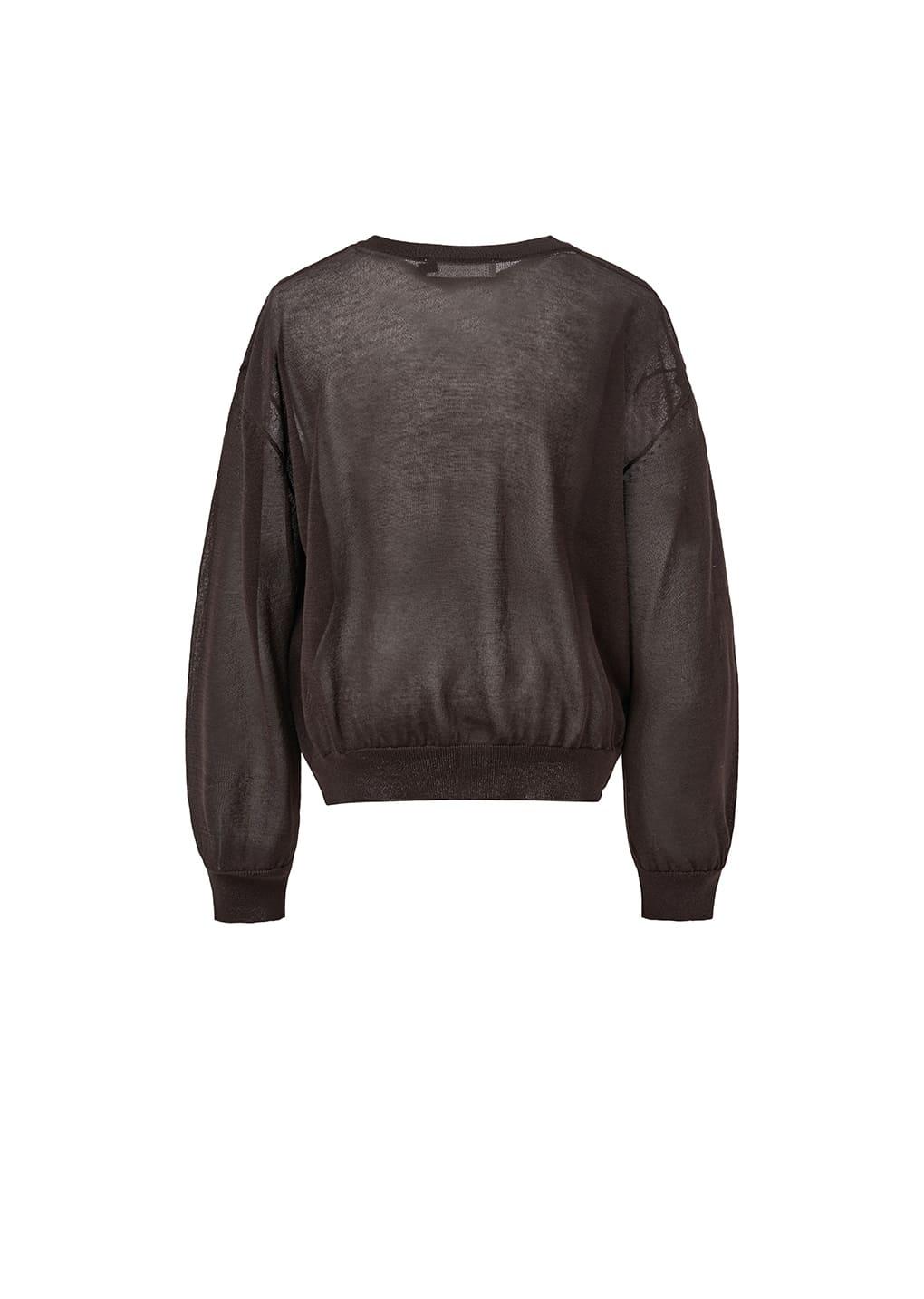 sheer round cardigan, dark brown