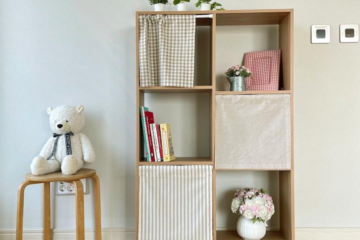 [맞춤]압축봉 찍찍이 벨크로 패브릭 바란스 선반 책장 수납장 주방 미니 가리개/가림막 커튼