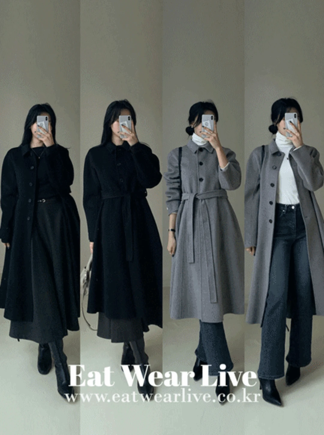 [울90 캐시10] 다트라인 벨티드 핸드메이드 코트 (2color)